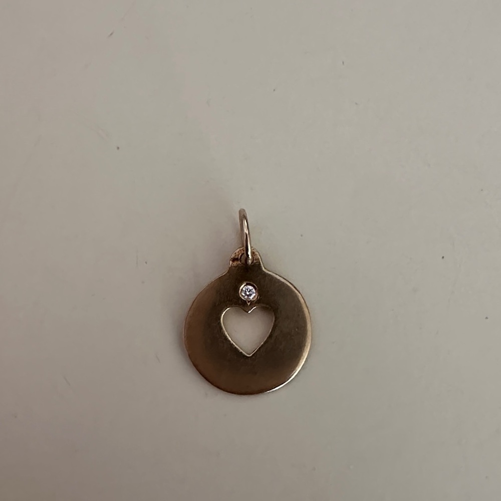 14k gold with diamond Helen Ficalora Pendant with Heart Cutout
